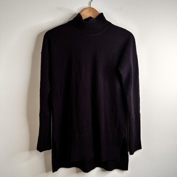 Cynthia Rowley Sweater Womens M Purple 100% 2-Ply Cashmere Ribbed Tunic Pullover - Picture 2 of 9